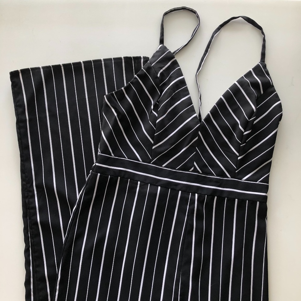 Black Striped Jumpsuit Size Medium